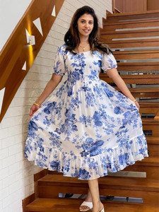 Aabhilasha Girls Calf Length Festive/Wedding Dress