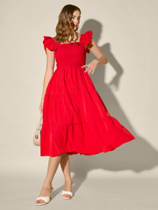 QIOA Women Maxi Red Full Length Dress
