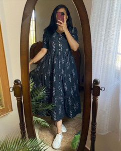 HouseOfCommon Women A-line Black Midi/Calf Length Dress