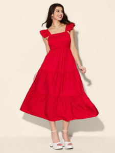 QIOA Women Maxi Red Full Length Dress