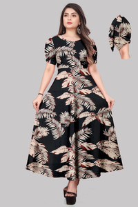 VM STUDIO Women A-line Black Maxi/Full Length Dress