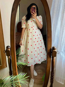 Khimara Women Fit and Flare Beige Below Knee Dress