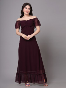 METRONAUT Women Maxi Purple Full Length Dress