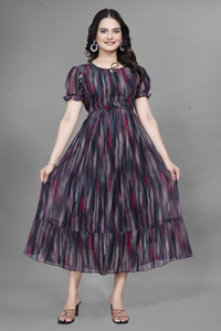 LEZLY Women A-line Multicolor Ankle Length Dress