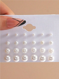 NAVMAV Beautiful Bead Artifical Earring Design Colorful Pearl Ear Tops 12Pair Beads, Pearl Plastic Stud Earring