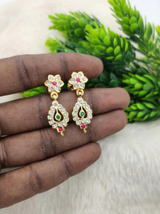 Hanaa Impon 5 Metal Handmade Ipon One Gram Gold Covering Micro Plated AD Drop Earrings Alloy Drops & Danglers