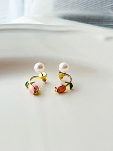 पोलक्सक्राफ्ट PolluxCraft Korean Earrings for Women and Girls |Gold Plated Pearl Earrings Beads अलॉय Stud Earring