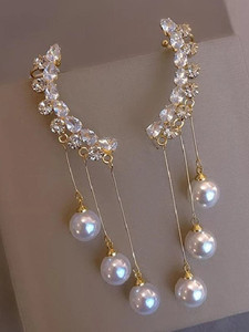 zayraa Stylish Fashionable Latest Pearl Multi Strings Alloy Cuff Earring