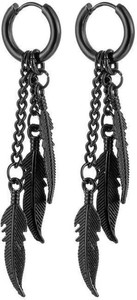 KRYSTALZ Feather Drop Dangle Earrings Huggie Hinged Hoop Earrings,(PACK OF 2PC) Metal Hoop Earring, Drops & Danglers