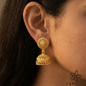 Zarqeen Traditional Antique Gold Plated Jhumka Earrings for Women & Girls Brass Jhumki Earring