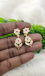 Hanaa Impon 5 Metal Handmade Ipon One Gram Gold Covering Micro Plated AD Drop Earrings Alloy Drops & Danglers