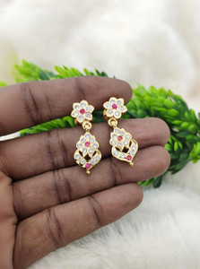 Hanaa Impon 5 Metal Handmade Ipon One Gram Gold Covering Micro Plated AD Drop Earrings Alloy Drops & Danglers