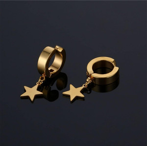 Vipunj Vedansh Enterprises Stylish Gold Plated Star Earrings Brass Hoop Earring