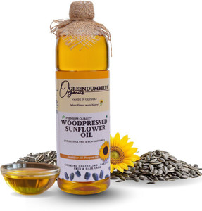 Greendumbells Organics Wood Pressed Sunflower Oil 1 Litre | Heart-Healthy | Unrefined Sunflower Oil