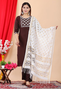 Bruno Embroidered Kurta, Trouser/Pant & Dupatta Set