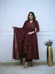 Jaipur Impex Embroidered Anarkali Kurta, Bottom & Dupatta Set