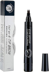 Glovasilk Waterproof 4 Point Eyebrow Pencil Black - Microblading Fork Tip Tint Pen