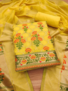 Divastri Cotton Blend Embroidered Salwar Suit Material