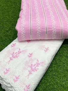 D j enterprise Cotton Blend Embroidered Salwar Suit Material