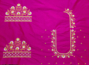 KASHTBHANJAN Art Silk Embroidered Blouse Material