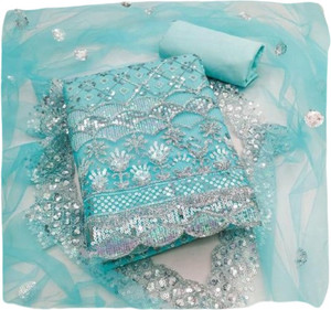 FUSIONVALLEY Net/Lace Embroidered Salwar Suit Material