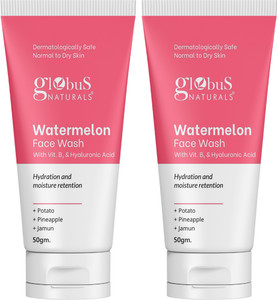 Globus Naturals Watermelon with Vitamin B3 & Hyaluronic Acid, For Hydration and Moisture retention, Suitable for Normal & Dry Skin  Face Wash