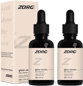 Zorg Organics Vitamin C Serum for Face with Hyaluronic Acid - Skin Brightening, Anti Aging, Dark Circles, Sun Protection (Pack of 2)