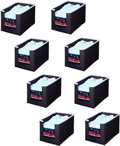 Minso Non Woven Large Capacity Shirt Stacker / Foldable & Stackable Closet Wardrobe Shirt Tshirt Organizer Cupboard Organizer/Foldable Storage Box/Multipurpose Cloth Organizer (Pack OF 8)