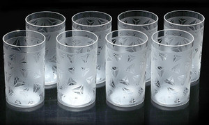 Flipkart SmartBuy (Pack of 8) Prism Pattern Water Juice Plastic Glasses Set Of 8 Glass Set Water/Juice Glass