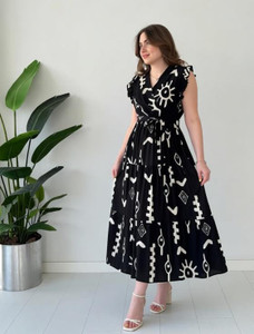 BLUERTONE Women A-line Black Maxi/Full Length Dress