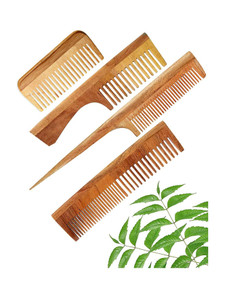 DAUMI Ayurvedic Neem Wood Anti Dandruff Hair Comb (Pack of 4) - Image 2