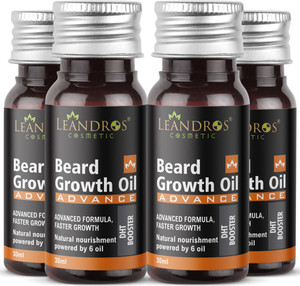 leandros Beard Growth Oil-14 Nourishing Oils For Stronger, Fluffier & Shinier Beard-Pack of-(4)- Hair Oil