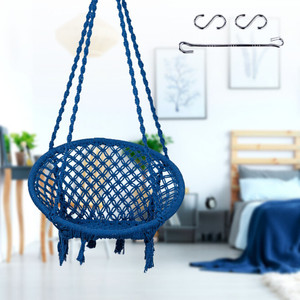 Swingzy Cotton Round Hanging Swing for Adults & Kids/Wooden Swing for Indoor, Outdoor Cotton Large Swing