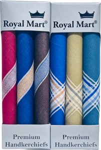 Royal Mart 6 Piece Colour 15 Inch Complete Face Cover Handkerchief Men's Cotton Striped | Comfortable and Convenient for long hours | Multi Colour | ["Multicolor"] Handkerchief