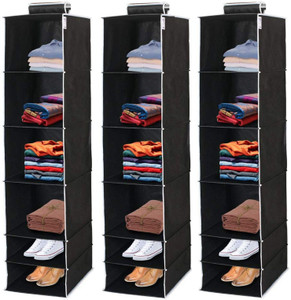Flipkart SmartBuy Non Woven Hanging 6 Shelf Compartment Clothes Storage Organizer Pack of 2 Handbag Organizer