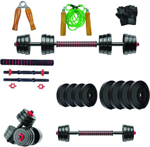 WILORA 10 kg (2.5kg x 4) dumbbell premium quality Adjustable Dumbbell (10 kg) Weighted Skipping Rope