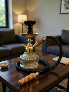 SMOCK STRECH 10 inch Glass, Stainless Steel, Iron Hookah (Gold) - Image 1