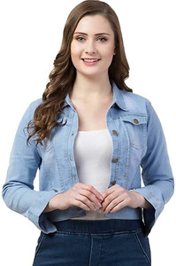 JAISAR 3/4th Sleeve Washed Women Denim Jacket