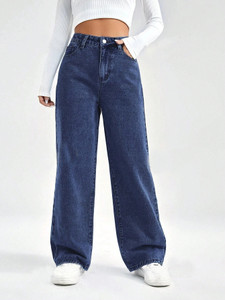 hovac Wide Leg Women Dark Blue Jeans