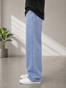 INDIGOX Men Straight Fit Mid Rise Light Blue Jeans - Image 1