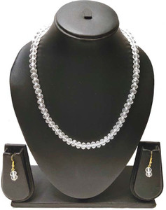 PRAGATI Crystal White Jewellery Set