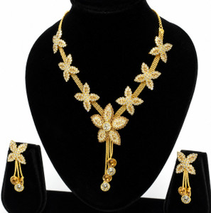 GHAZI COLLECTIONS Brass Gold-plated Gold, White Jewellery Set