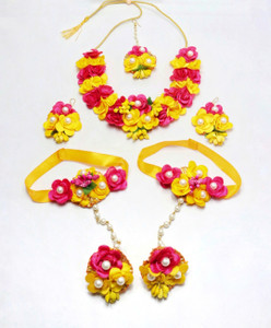 RKGCraft Fabric Yellow Jewellery Set