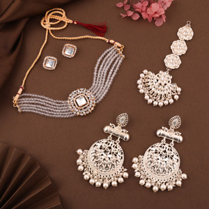 brado jewellery Brass Gold-plated Gold, White Jewellery Set