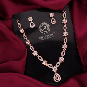 brado jewellery Brass Gold-plated Rose Gold, White Jewellery Set
