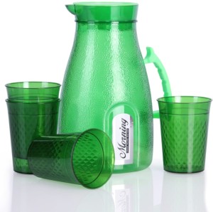 SKP Plastic Unbreakable Jug Set With 6 Glass set For Drinking or Storage Water Jug Glass Set