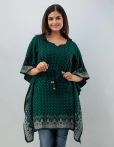 Gaurcollections Printed Rayon Women Kaftan
