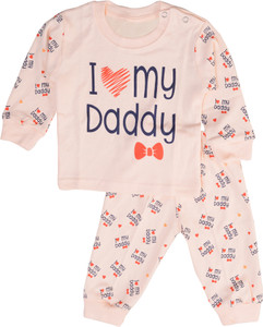 THE LITTLE BOY Kids Nightwear Baby Boys & Baby Girls Printed Cotton Blend