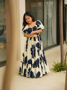 rutu fashion Girls Midi/Knee Length Festive/Wedding Dress