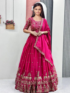 keyura Indi Girls Lehenga Choli Ethnic Wear, Party Wear Embroidered Lehenga, Choli and Dupatta Set